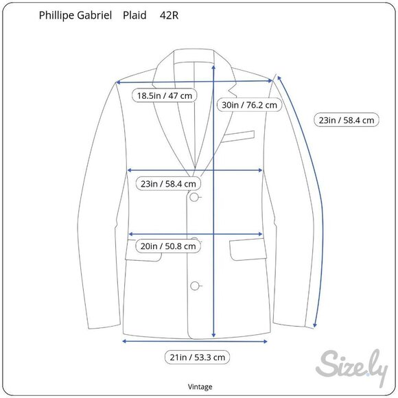 Phillipe Gabriel Designer Collection Vintage Mens Wool Taupe Plaid Blazer Jacket - Picture 8 of 11